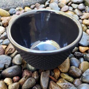 Iwachu Black Hobnail Iron Porcelain Lined Tea Cup